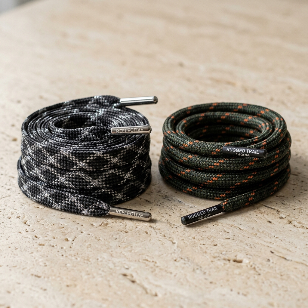 Footwear lace constructions shown as product concepts