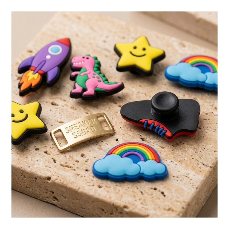 One-piece in-mold PVC shoe charm style reference