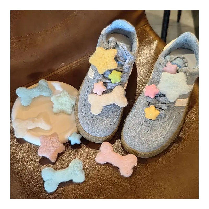 Soft Velvet Flocked Furry Texture Shoe Charm footwear trim style