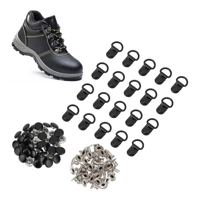Gunmetal Black Dual-Hole Tactical Fast Hook footwear trim style